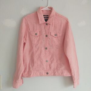 Jones New York Jacket Women's L/M*Pink Linen Made Of European Grown Flax Pocket
